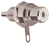 Phono Chassis Socket with White Colour Coded Insulator, Single Fixing Hole and Solder Terminals